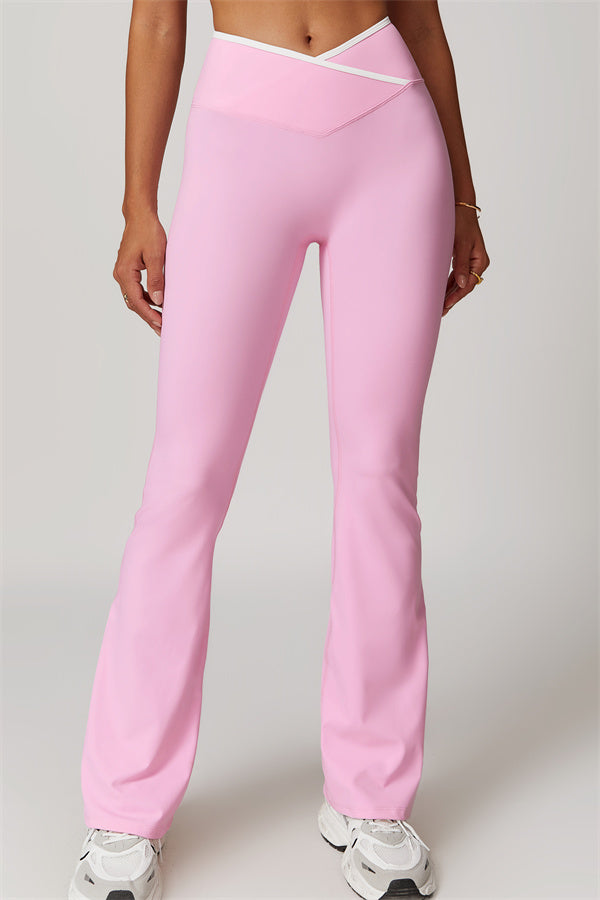 The Vela Cross Flare Pant - Peach Pink