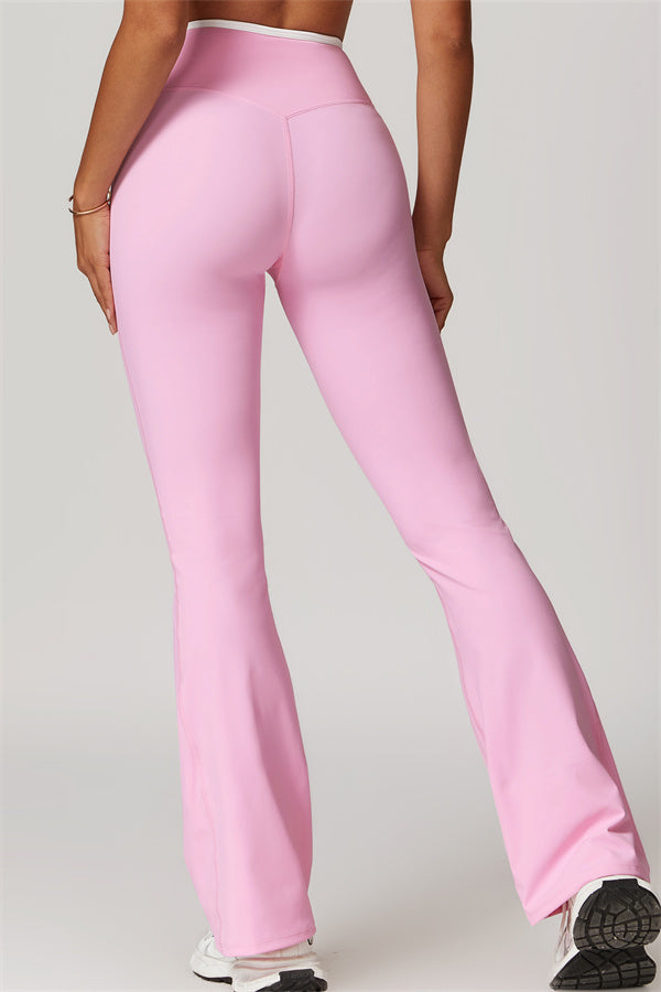 The Vela Cross Flare Pant - Peach Pink
