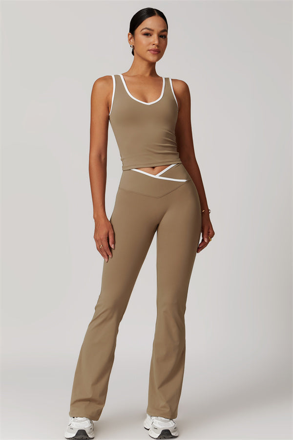 The Vela Cross Flare Pant - Peach Pink