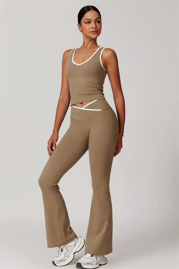The Vela Cross Flare Pant - Peach Pink
