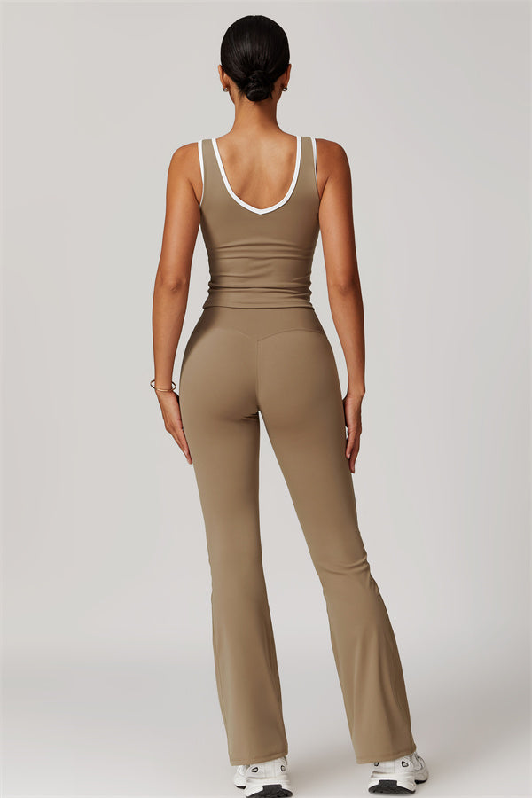 The Vela Cross Flare Pant - Peach Pink