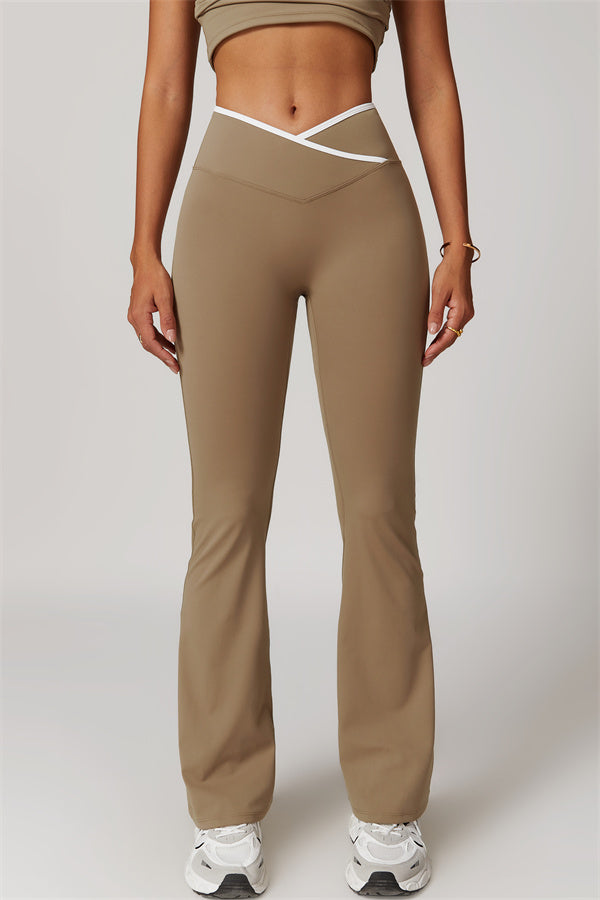 The Vela Cross Flare Pant - Peach Pink