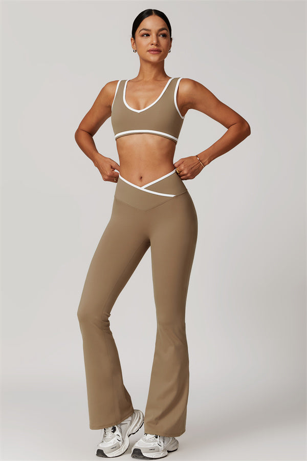 The Vela Cross Flare Pant - Peach Pink
