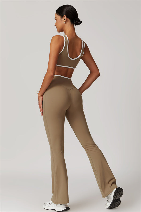 The Vela Cross Flare Pant - Peach Pink
