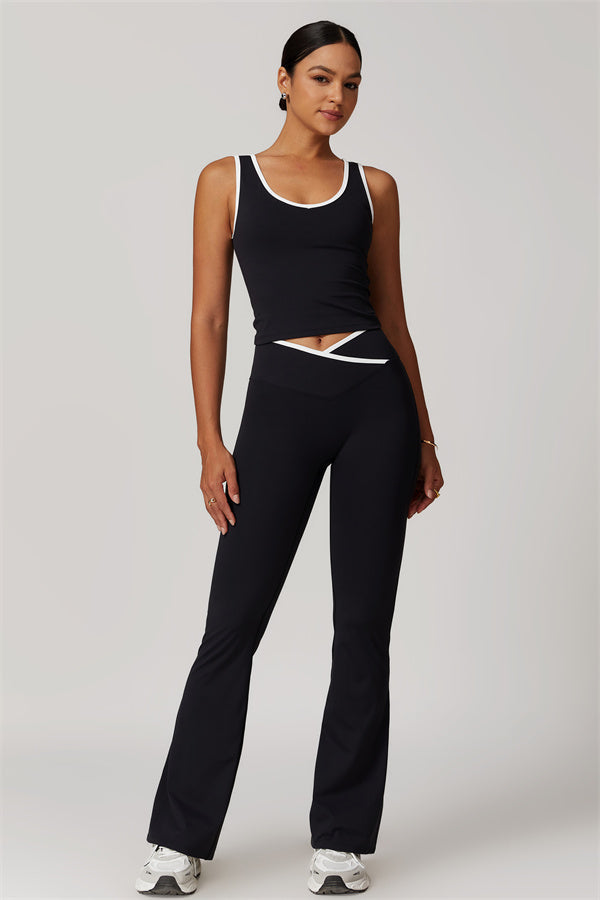 The Vela Cross Flare Pant - Peach Pink