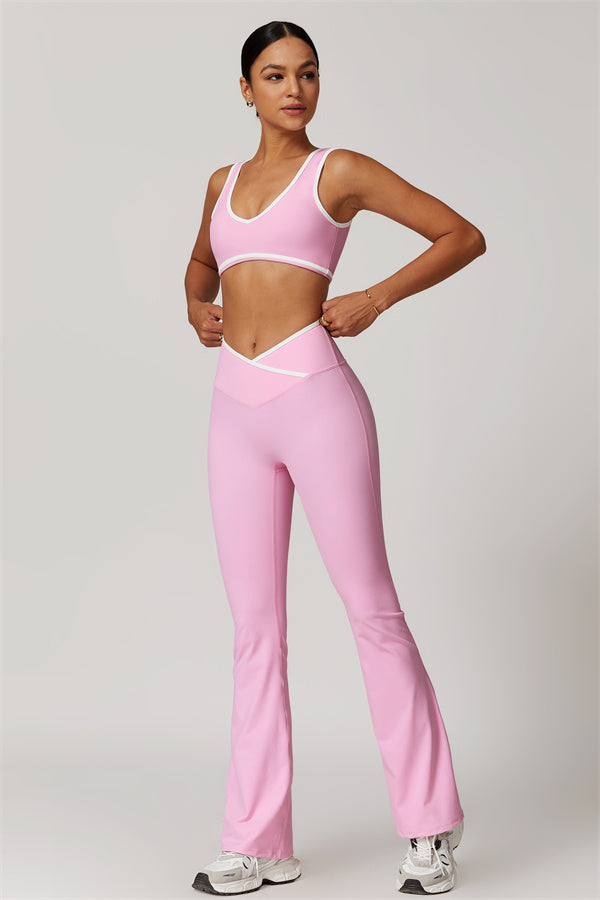 The Vela Cross Flare Pant - Peach Pink