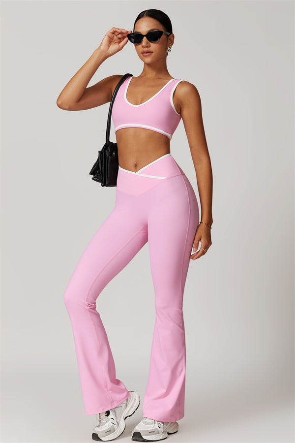 The Vela Cross Flare Pant - Peach Pink
