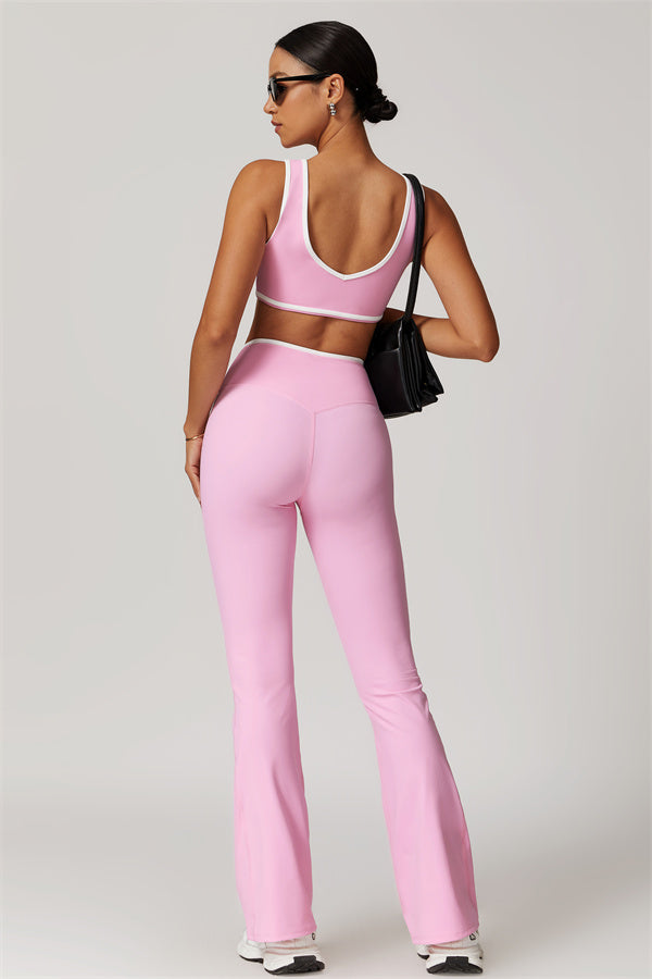The Vela Cross Flare Pant - Peach Pink