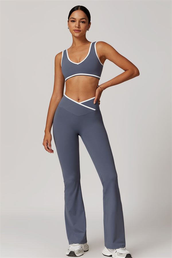 The Vela Cross Flare Pant - Peach Pink