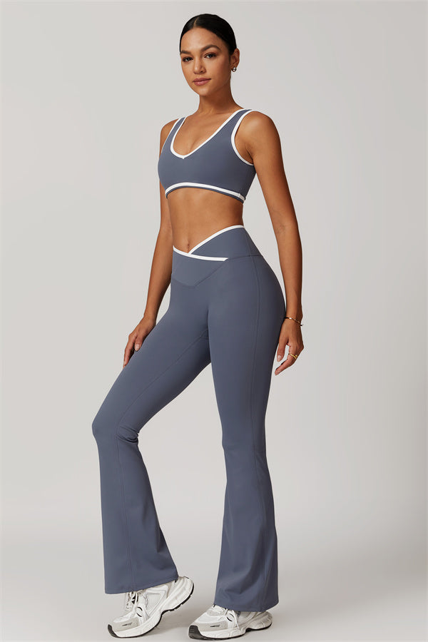The Vela Cross Flare Pant - Peach Pink