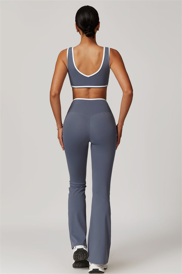 The Vela Cross Flare Pant - Peach Pink