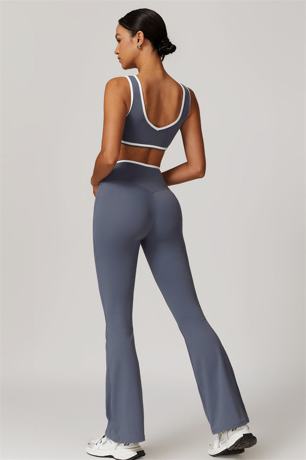 The Vela Cross Flare Pant - Peach Pink