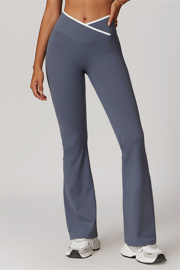 The Vela Cross Flare Pant - Peach Pink