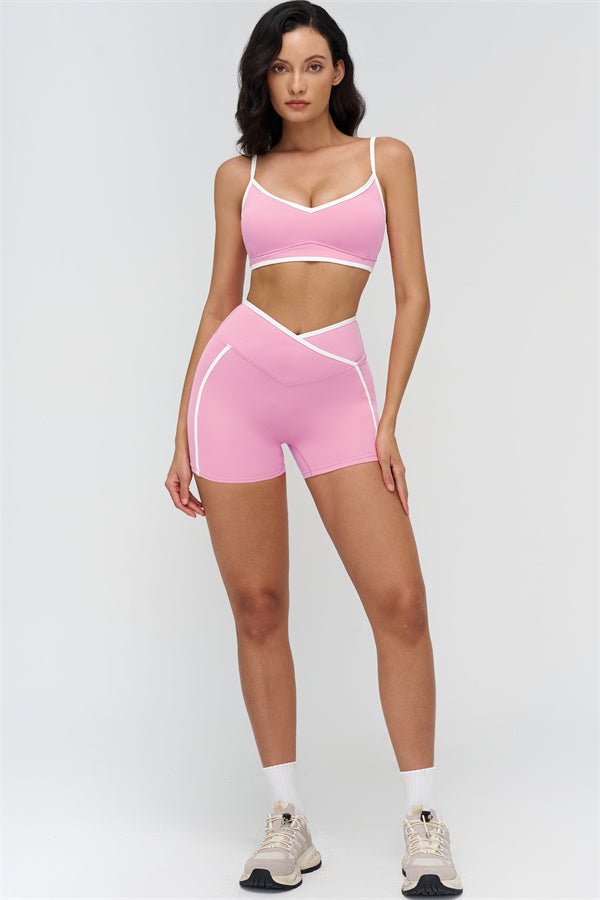 Soft Active Wrapover Contrast Mini Shorts