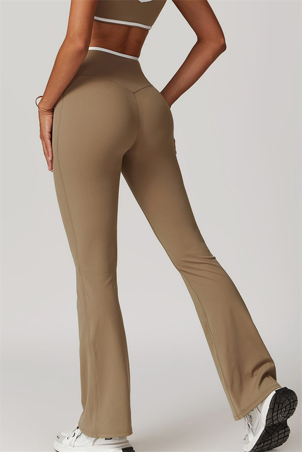 The Vela Cross Flare Pant - Peach Pink