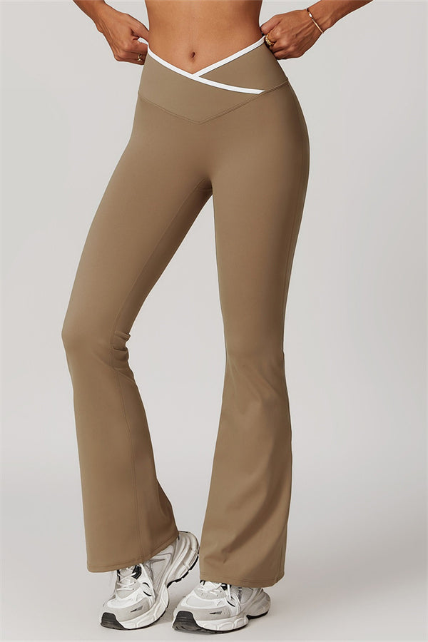 The Vela Cross Flare Pant - Peach Pink