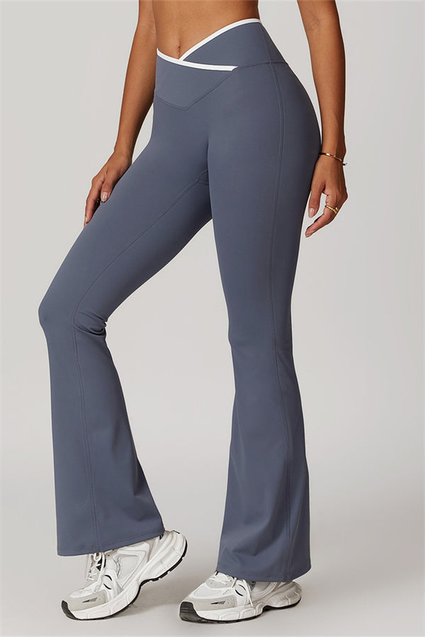 The Vela Cross Flare Pant - Peach Pink