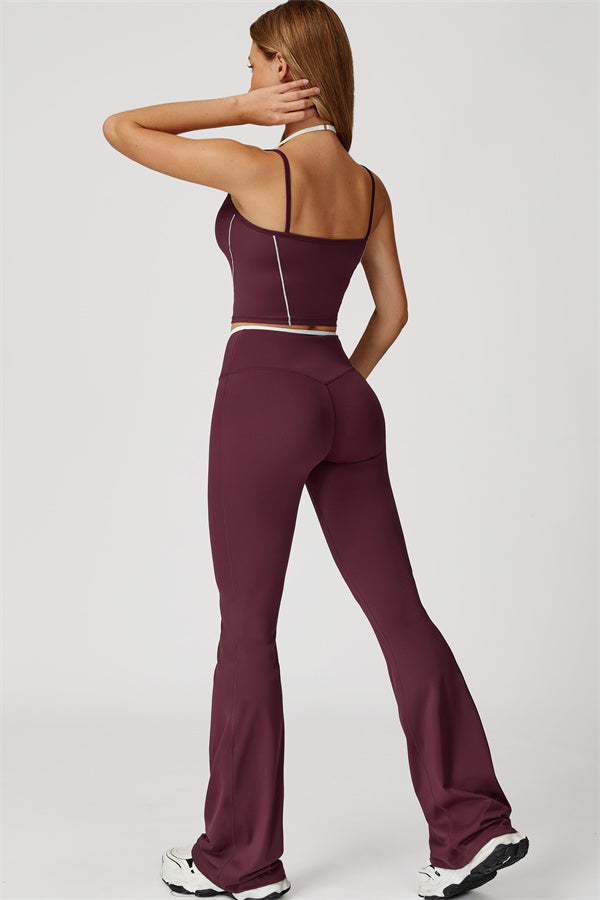 The Vela Cross Flare Pant - Peach Pink