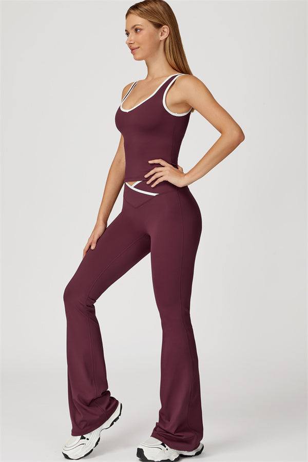 The Vela Cross Flare Pant - Peach Pink
