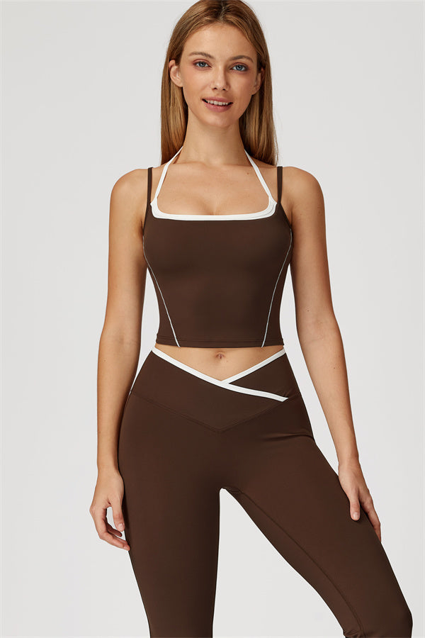 The Vela Cross Flare Pant - Peach Pink