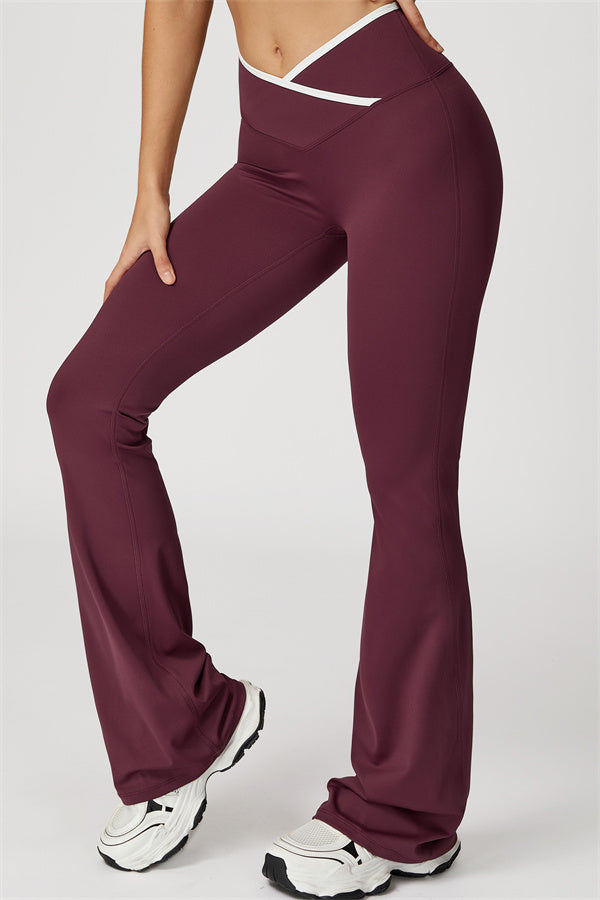 The Vela Cross Flare Pant - Peach Pink