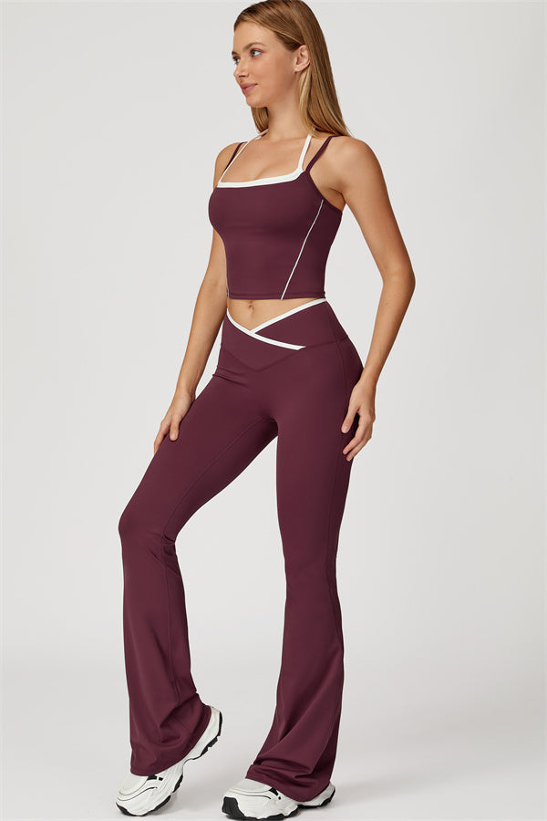 The Vela Cross Flare Pant - Peach Pink