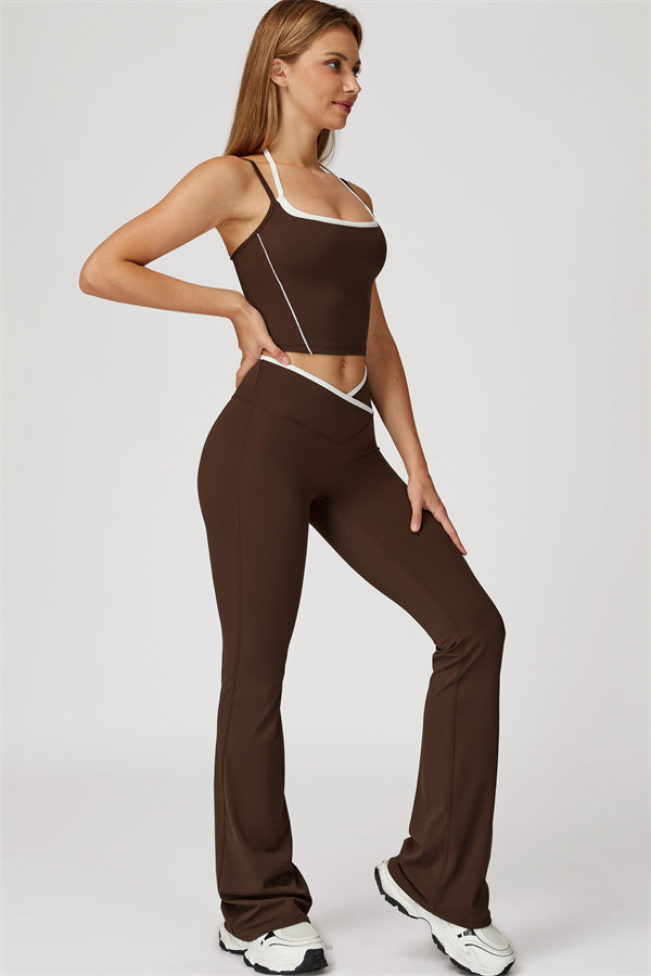 The Vela Cross Flare Pant - Peach Pink