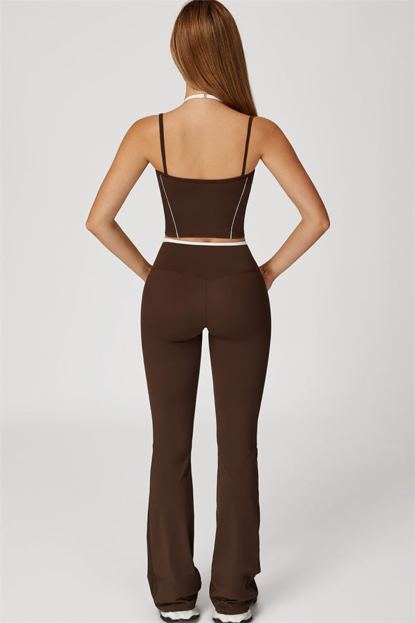 The Vela Cross Flare Pant - Peach Pink