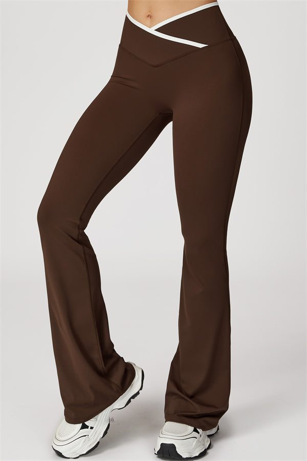 The Vela Cross Flare Pant - Peach Pink
