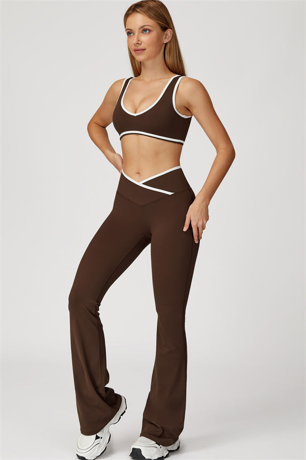 The Vela Cross Flare Pant - Peach Pink