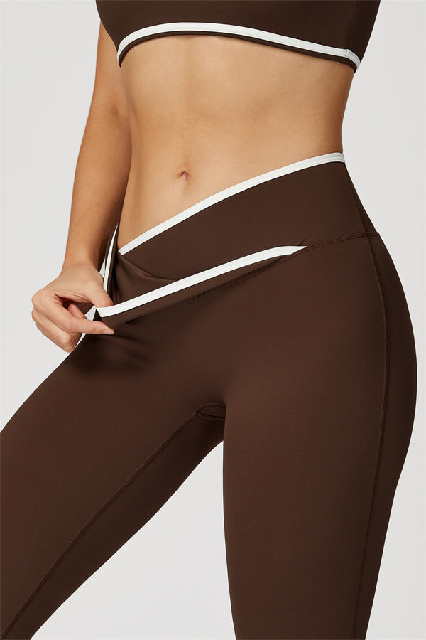 The Vela Cross Flare Pant - Peach Pink