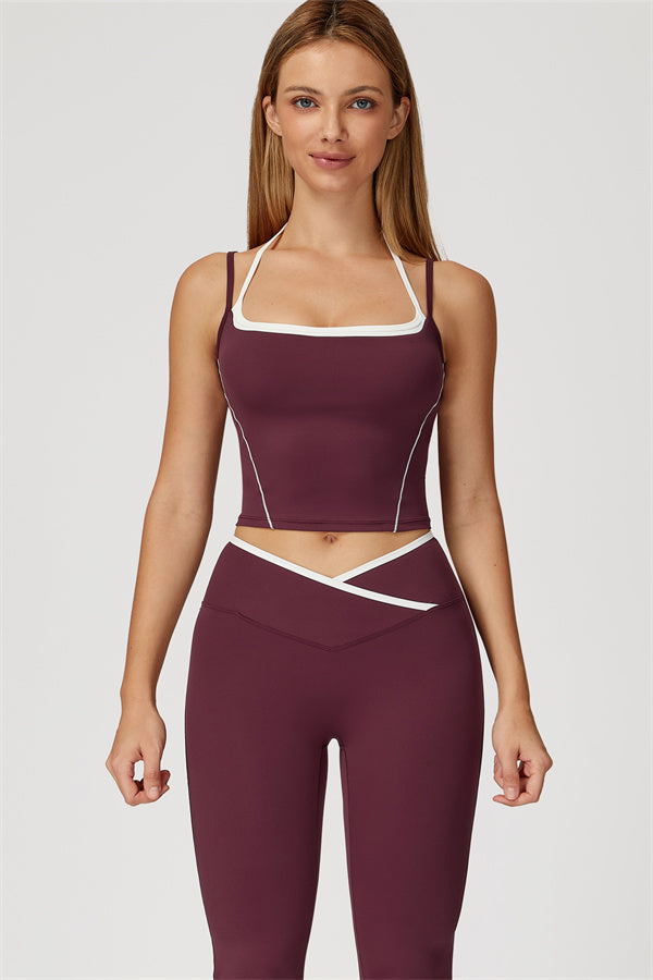 The Vela Cross Flare Pant - Peach Pink