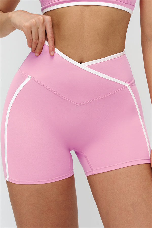 Soft Active Wrapover Contrast Mini Shorts