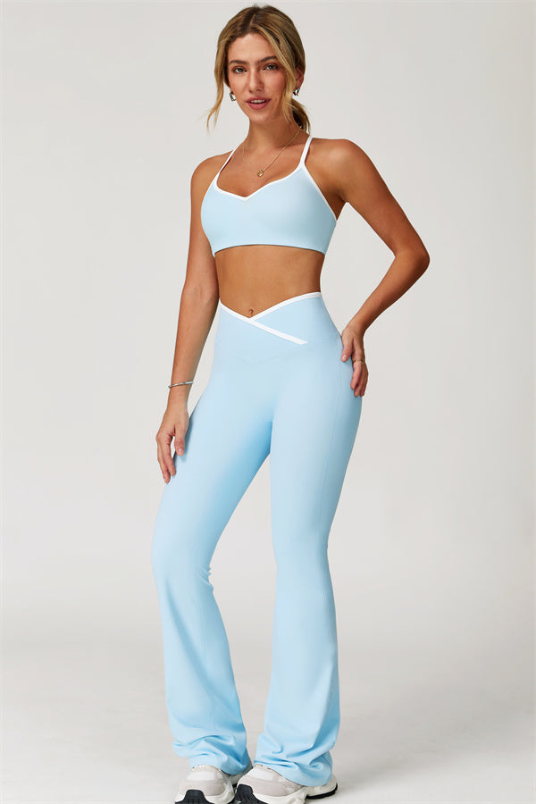 The Vela Cross Flare Pant - Peach Pink