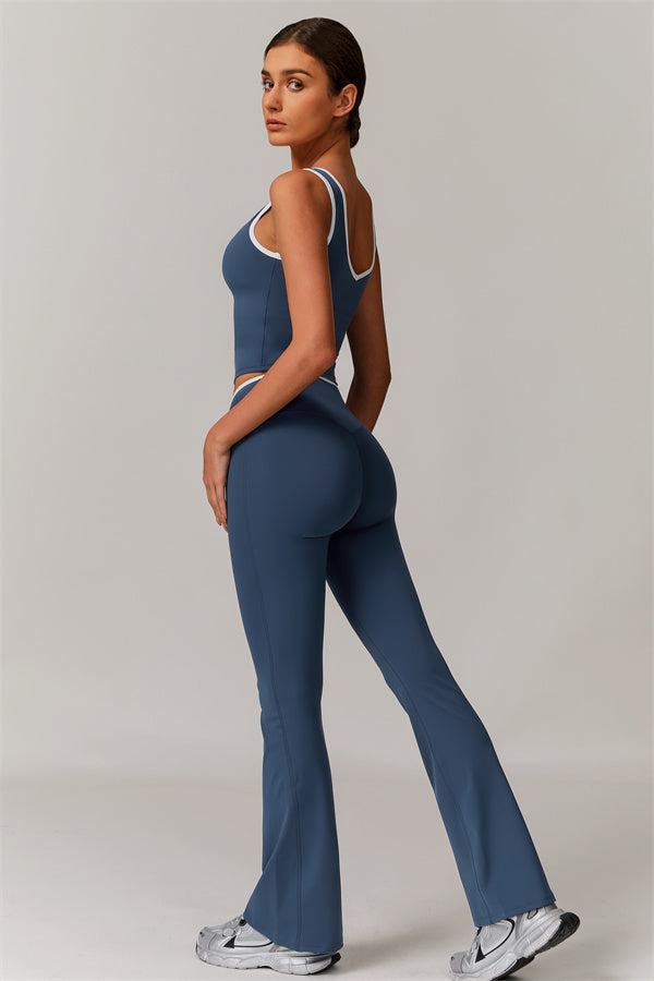 The Vela Cross Flare Pant - Peach Pink