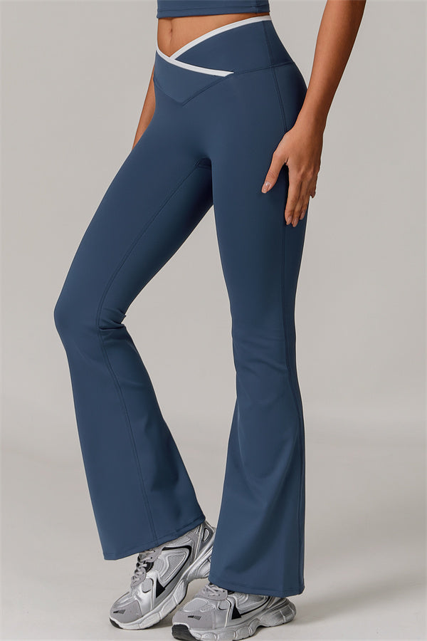The Vela Cross Flare Pant - Peach Pink