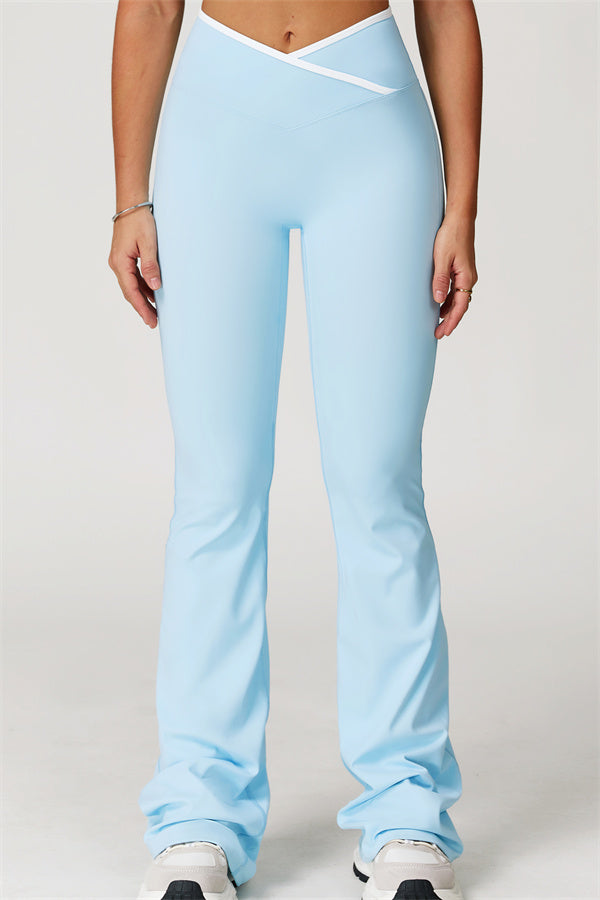 The Vela Cross Flare Pant - Peach Pink