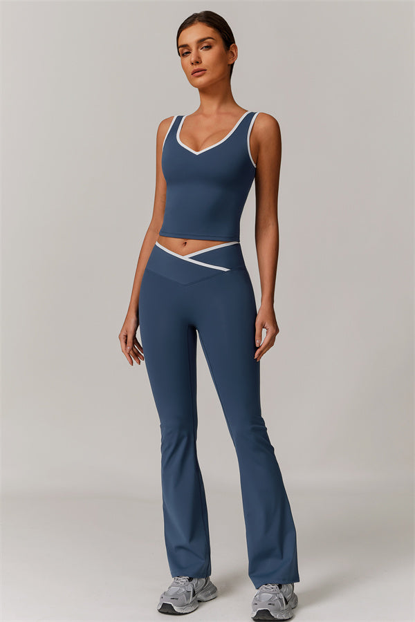 The Vela Cross Flare Pant - Peach Pink