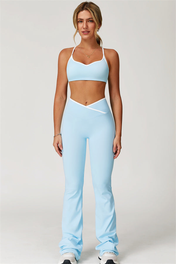 The Vela Cross Flare Pant - Peach Pink