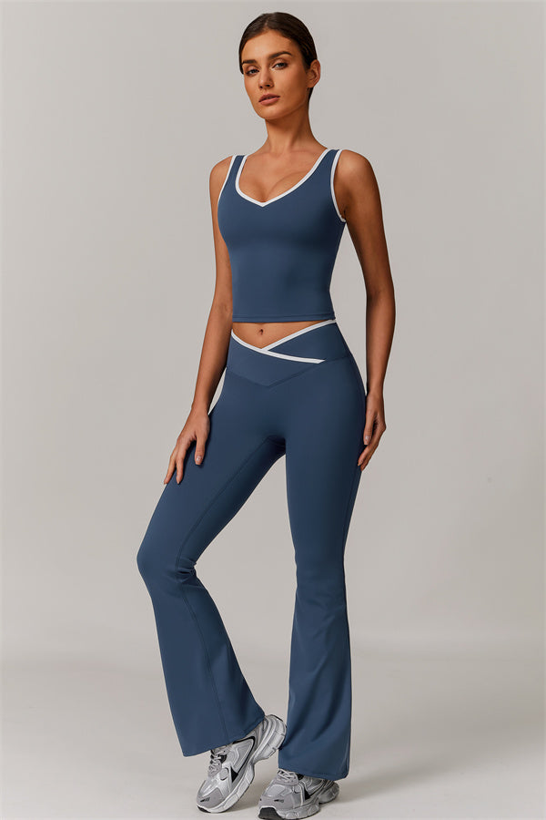 The Vela Cross Flare Pant - Peach Pink