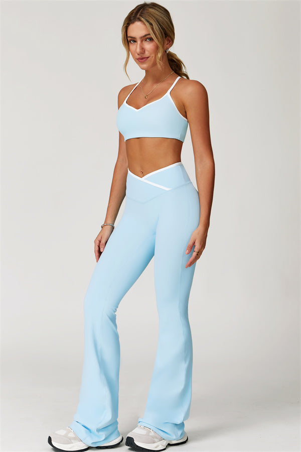 The Vela Cross Flare Pant - Peach Pink