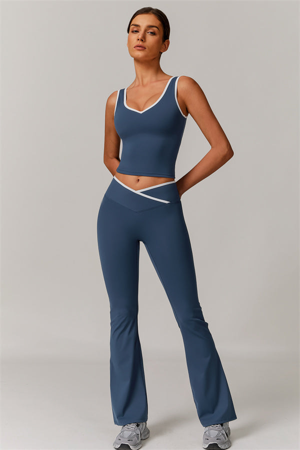 The Vela Cross Flare Pant - Peach Pink
