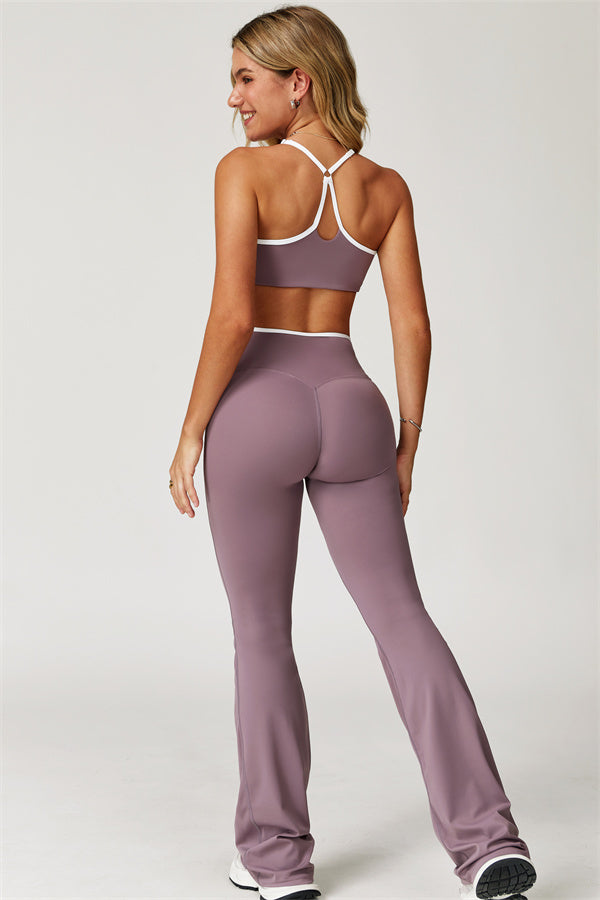 The Vela Cross Flare Pant - Peach Pink