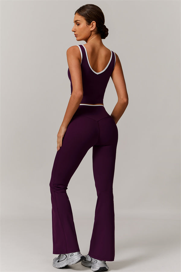 The Vela Cross Flare Pant - Peach Pink