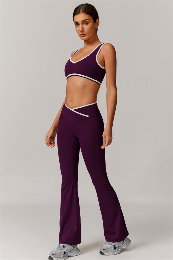 The Vela Cross Flare Pant - Peach Pink