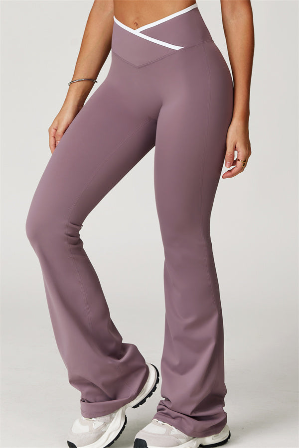 The Vela Cross Flare Pant - Peach Pink
