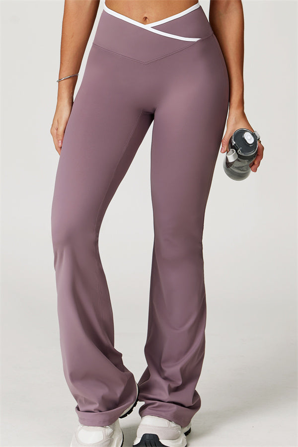 The Vela Cross Flare Pant - Peach Pink