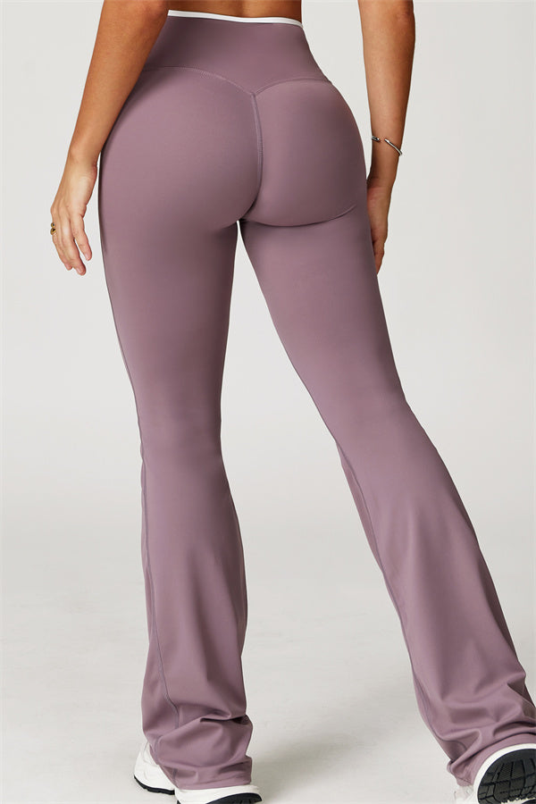 The Vela Cross Flare Pant - Peach Pink