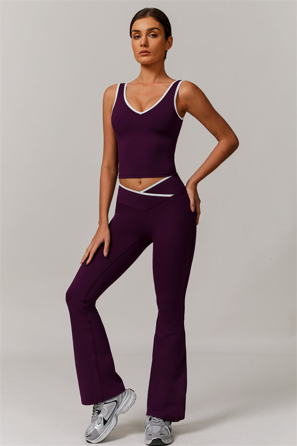The Vela Cross Flare Pant - Peach Pink