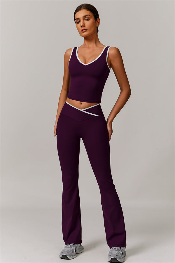 The Vela Cross Flare Pant - Peach Pink